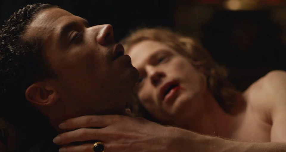 A gay kissing scene in the TV show "Interview with a Vampire"