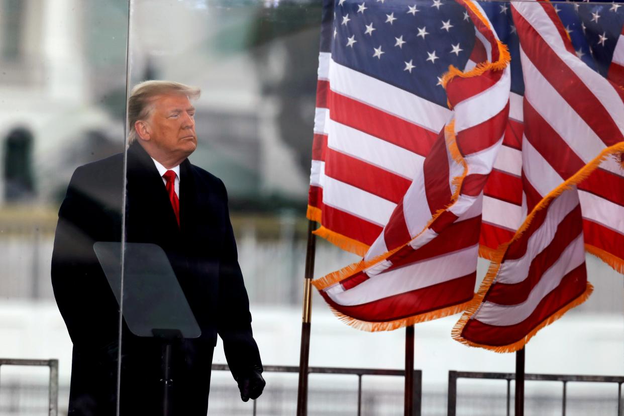 <p>Former US president Donald Trump addresses crowds on 6 January </p> (REUTERS)