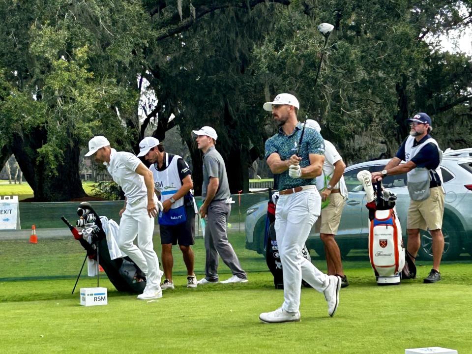 Billy Horschel watches his tee shot at the second hole of the Sea Island Club Plantation Course on Nov. 17 in the second round of the RSM Classic.