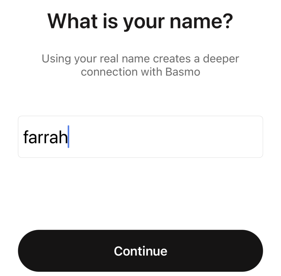 the app asking for your name