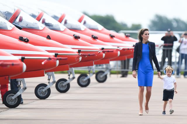 <p>Samir Hussein/WireImage</p> Kate Middleton and Prince George at the Royal International Air Tattoo in 2016.