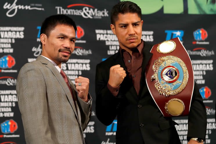 Manny Pacquiao and Jessie Vargas will meet in the ring on Saturday. (Getty)