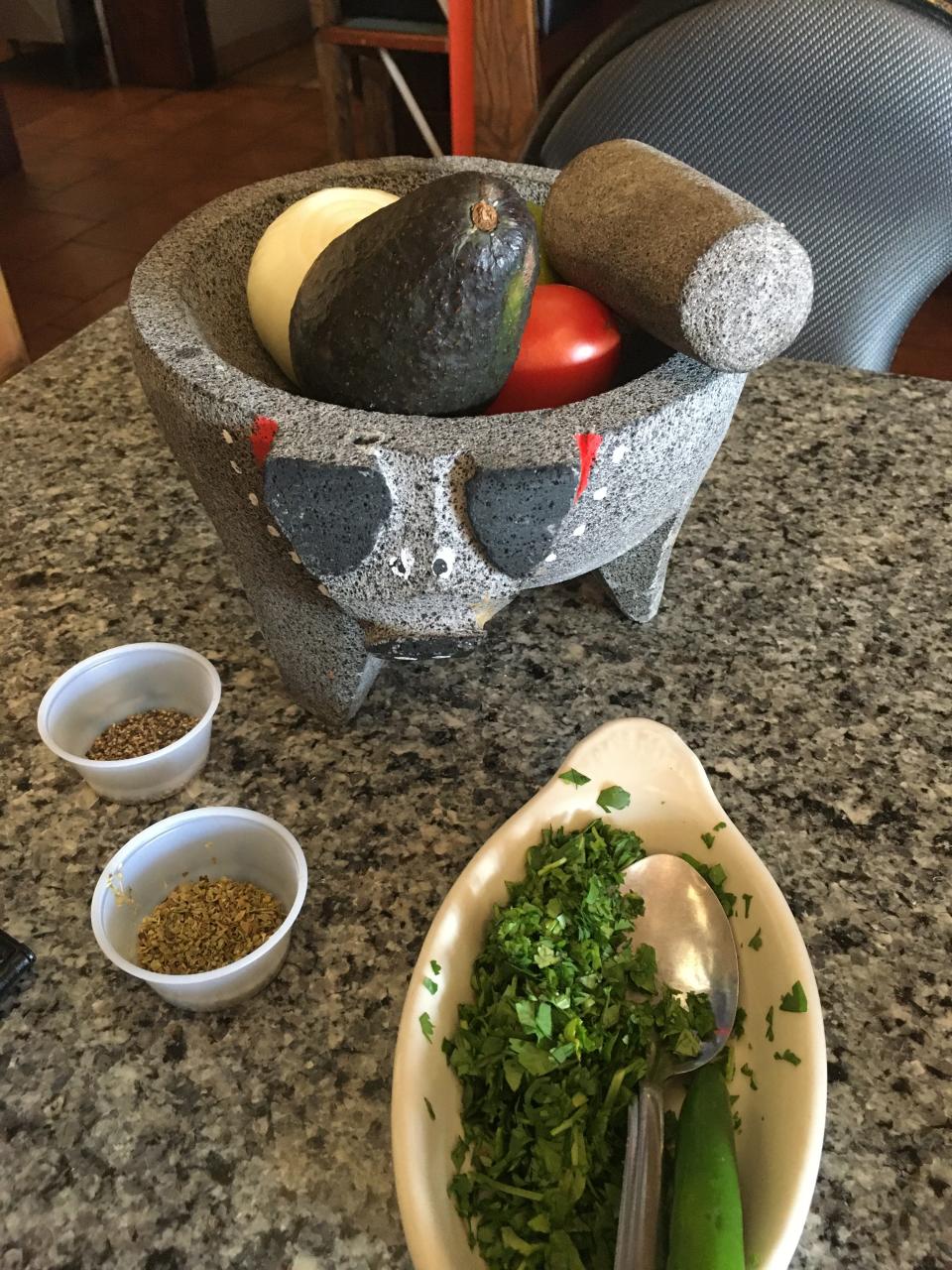 Ingredients ready to be transformed into guacamole at Emmanuel Martinez's Mexican Grill restaurant in Killingly.