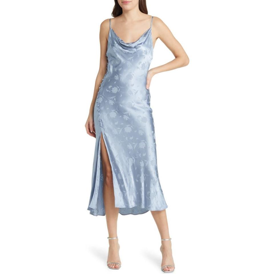 4) Satin Midi Slipdress