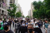 Demonstrators march to the White House as they protest against the death in Minneapolis of George Floyd while marching in Washington