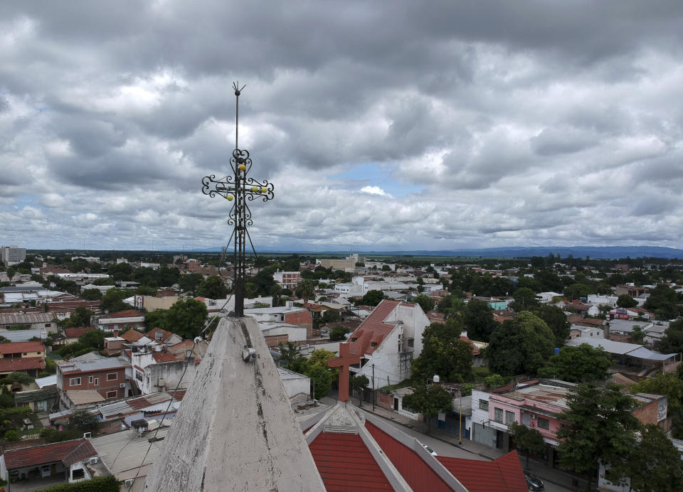 FILE - This Jan. 16, 2019 photo shows Oran city, Argentina. Pope Francis' high-stakes sex abuse prevention summit is meant to call attention to the crisis as a global problem that requires a global response. Francis’ home country is beginning to see an eruption of the scandal, with some cases even implicating the pontiff himself. (AP Photo/Natacha Pisarenko, file)