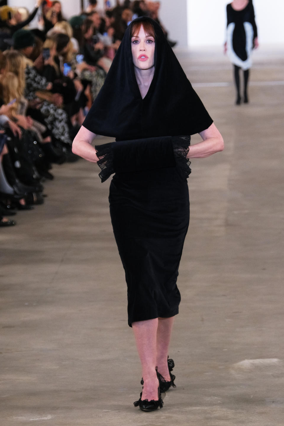 Molly Ringwald on the runway at Batsheva RTW Fall 2024 as part of New York Ready to Wear Fashion Week held at the Starrett-Lehigh Building on February 13, 2024 in New York, New York. (Photo by Rodin Banica/WWD via Getty Images)