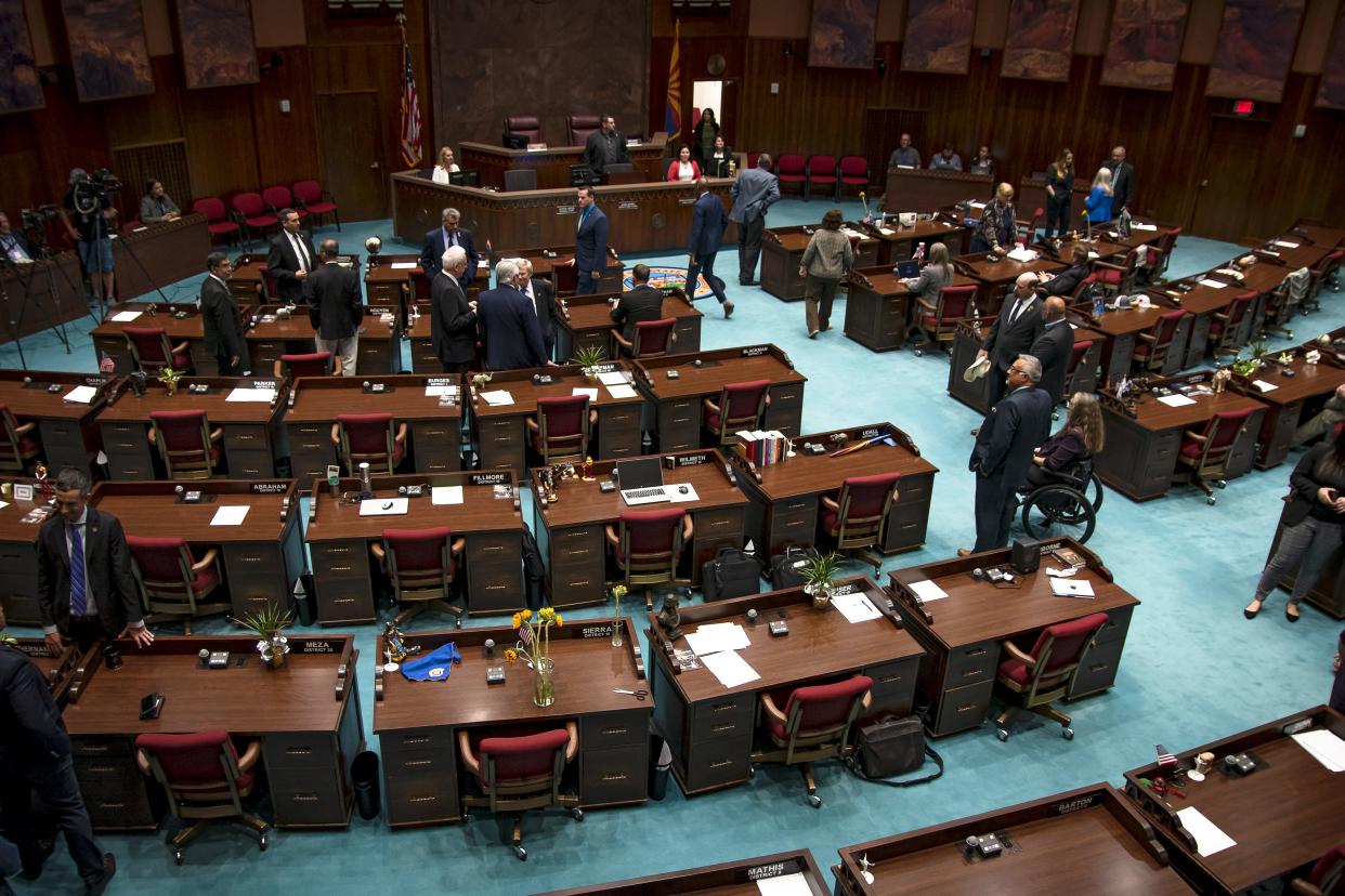 A view of the house floor at the Arizona House of Representatives in Phoenix on April 7, 2022.