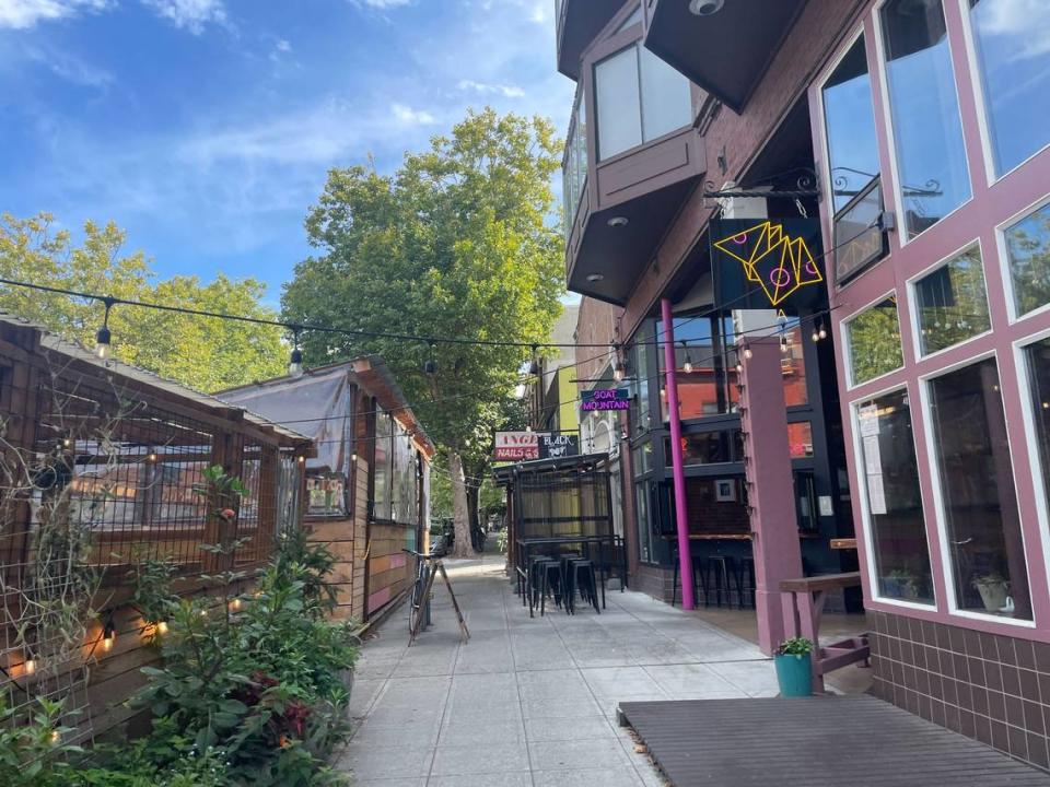 The Foxhole Lounge and Goat Mountain Pizza Co. on Thursday, Sept. 7, 2023 in downtown Bellingham at 215 W Holly St. Bellingham, Wash.