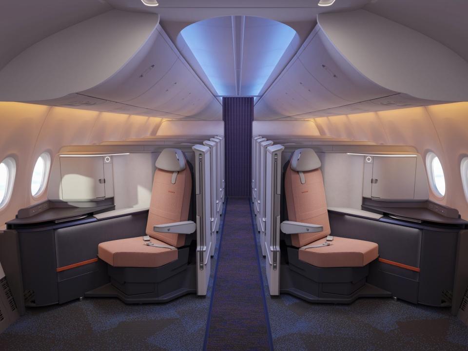 Flydubai's single-aisle VUE business class lie-flat seat.