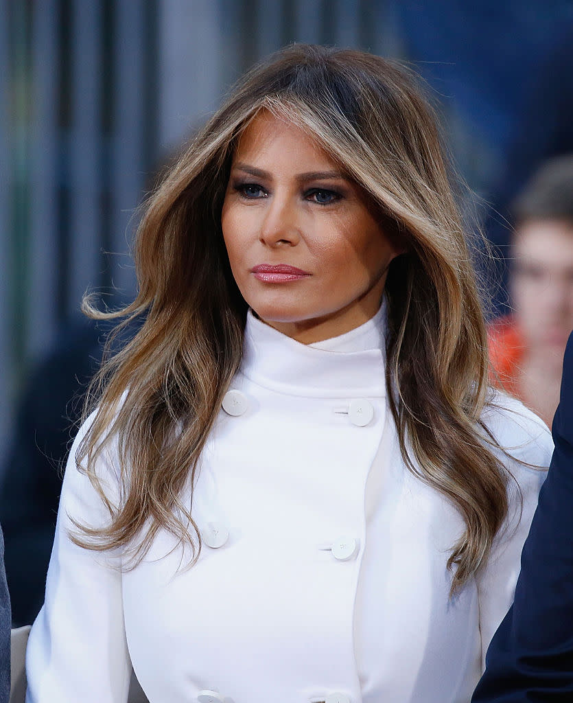 Melania's ever-flawless hair comes courtesy of her trusted hair stylist of a decade, Mordechai Alvow. (Photo: Getty)