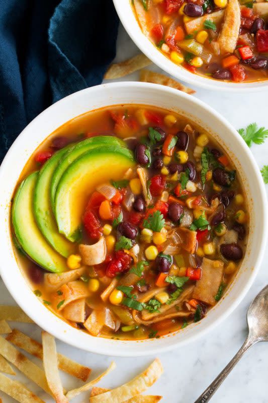 <p>Cooking Classy</p><p>A vegetable-packed soup with big flavor that you can easily adapt with your favorite produce aisle finds. </p><p><strong>Cost: $18.43</strong></p><p><strong>Get the recipe: <a href="https://www.cookingclassy.com/black-bean-tortilla-soup/" rel="nofollow noopener" target="_blank" data-ylk="slk:Black Bean Tortilla Soup;elm:context_link;itc:0;sec:content-canvas" class="link ">Black Bean Tortilla Soup</a></strong></p><p><strong>Related: <a href="https://parade.com/843378/jennybullistron/24-ways-to-eat-black-beans/" rel="nofollow noopener" target="_blank" data-ylk="slk:24 Ways To Eat Black Beans;elm:context_link;itc:0;sec:content-canvas" class="link ">24 Ways To Eat Black Beans</a></strong></p>