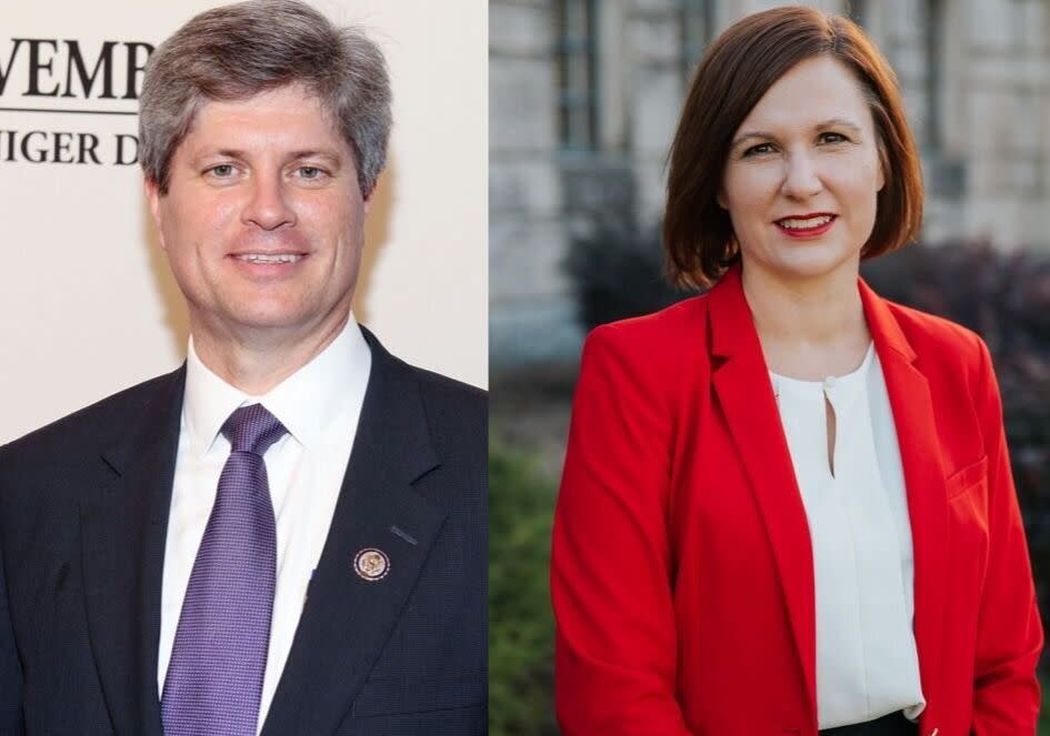 Rep. Jeff Fortenberry (R-Neb.) "has done nothing to help Nebraska farmers hurt by the trade war,&rdquo; state Sen. Kate Bolz said. She hopes to oust him in the 2020 election. (Photo: Getty Images; KATE BOLZ)