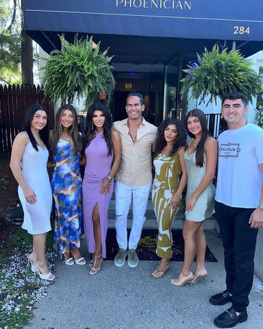 <p>Teresa Giudice/instagram</p> Teresa Giudice and boyfriend Luis Ruelas pose with her four daughters and his son.