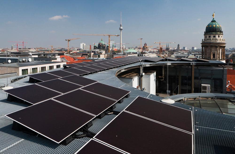 Solar panels on the roof of the Galeries Lafayette department store in Berlin