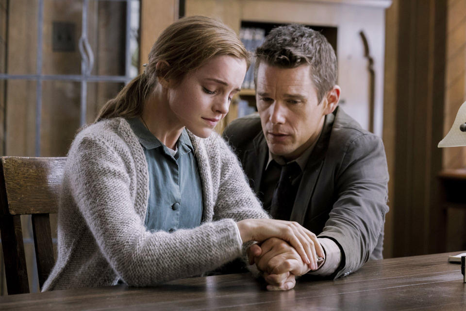 Emma Watson and Ethan Hawke have a difficult and emotional conversation in "Regression"