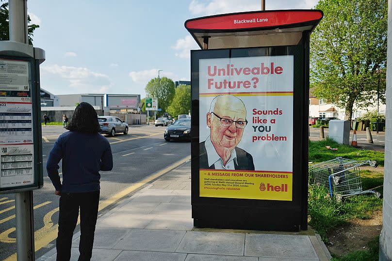 Darren Cullen's satirical poster at a bus stop. 