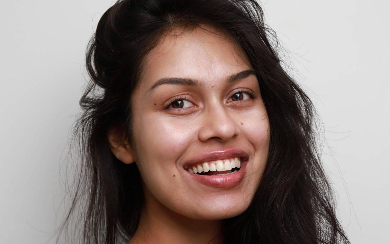 Miss England finalist Bhasha Mukherjee, 22, showing off her no make-up selfie.  - Mercury Press & Media