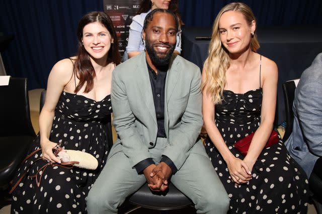 <p> Daniele Venturelli/Daniele Venturelli/Getty</p> Alexandra Daddario, John David Washington and Brie Larson