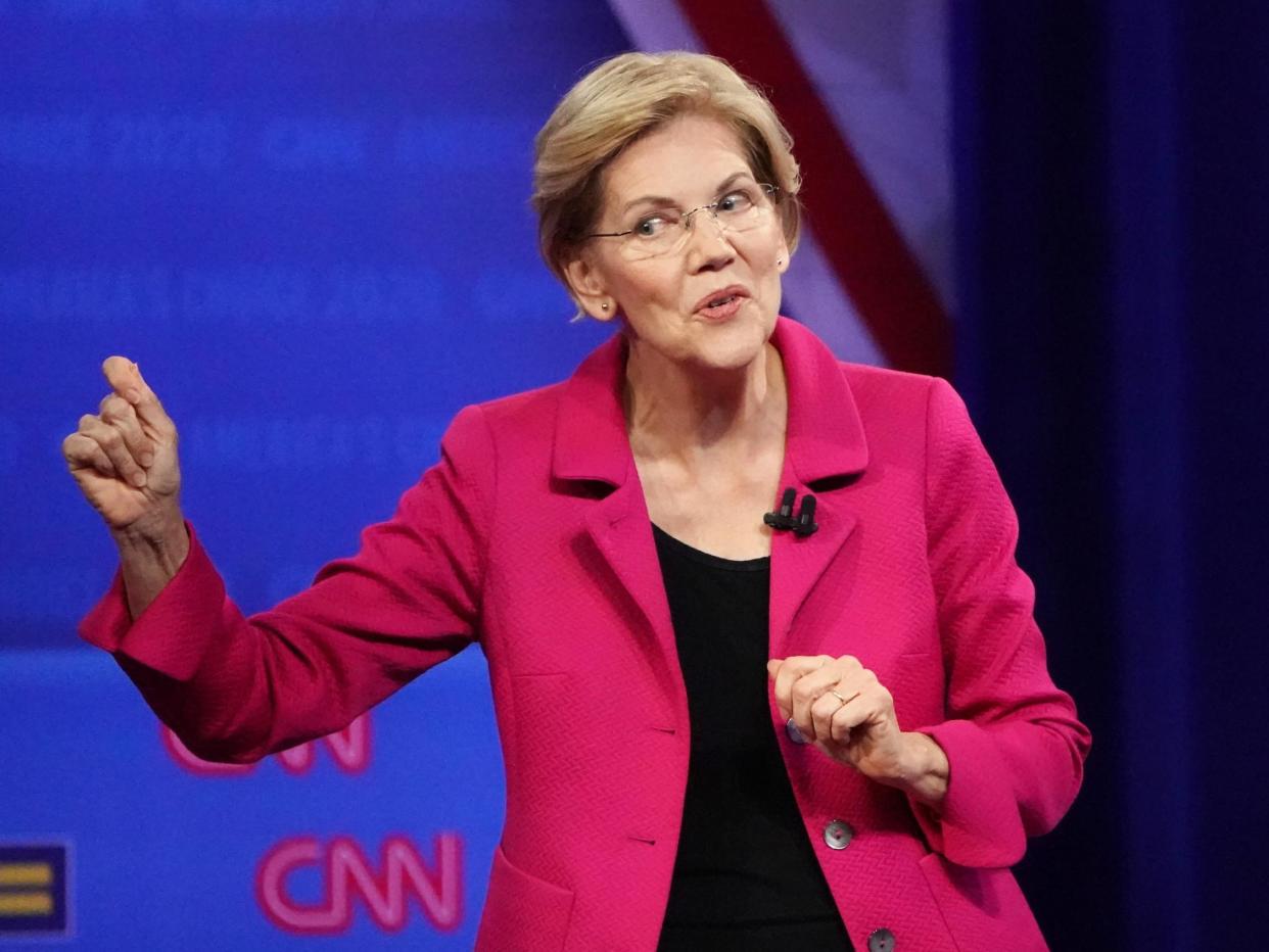 Elizabeth Warren has taken out a Facebook advert publishing a lie about Mark Zuckerberg to highlight how the company's policy allows political misinformation to spread: Mario Tama/Getty Images