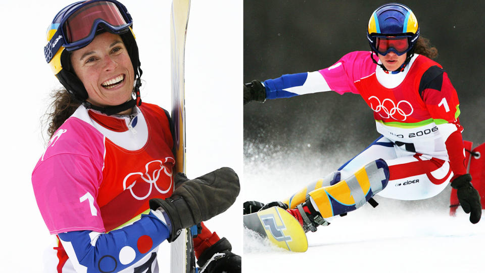 Julie Pomagalski, pictured here in action at the 2006 Winter Olympics.