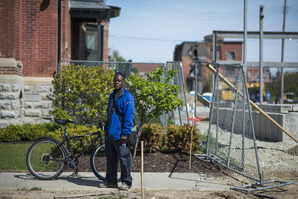 Detroit native Kelvin Lundy, 60, now of Grosse Pointe, Mich., at a residential construction site in Brush Park, just miles away from downtown Detroit. (Photo: Brittany Greeson for Yahoo News)