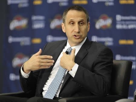 Jun 27, 2014; Independence, OH, USA; Cleveland Cavaliers head coach David Blatt speaks to the media at Cleveland Clinic Courts. Mandatory Credit: David Richard-USA TODAY Sports