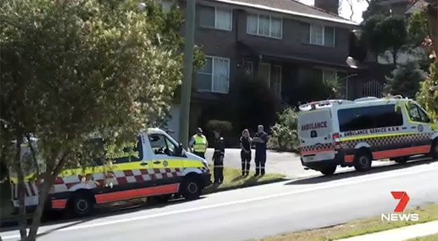 Paramedics in Castle Hill where a toddler was pulled from the water. Source: 7 News