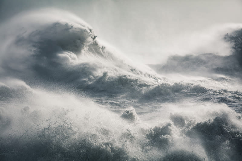 <p>A seething sea churns in the winds of Storm Imogen off the coast of Newhaven, East Sussex. (Rachael Talibart)</p>