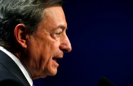 FILE PHOTO: European Central Bank (ECB) President Mario Draghi speaks in Frankfurt, Germany, November 16, 2018.