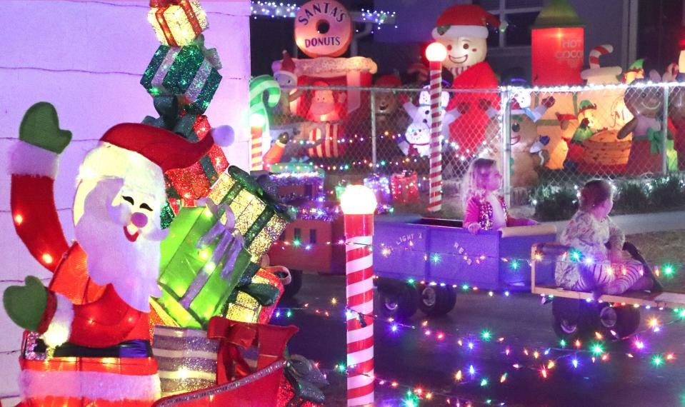 Christmas lights and decorations, Wednesday, Dec. 21, 2022, at the Twi-Light II Motel in Holly Hill. First-time visitor Susan Bloom was amazed by the decorations. “It’s amazing, it’s beautiful, it’s a lot of hard work,” Bloom said. “Last year I knew this was here, but I never had a chance to come down at night to see what it was all about. This is just incredible – I don’t know where to look first.”