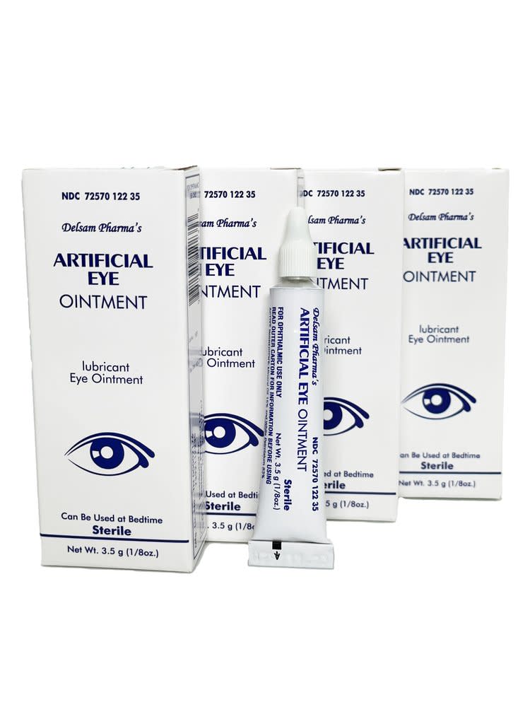 環球製藥所製造的「Artificial Eye Ointment」眼膏被美FDA認為有細菌感染疑慮。   圖：翻攝自Delsam Pharma 官網（資料照）