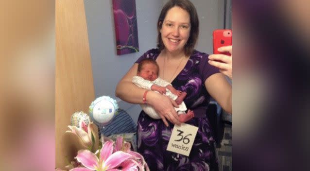 Kimberley Booth has shared a warning about listeria after she had her son early. Photo: Supplied