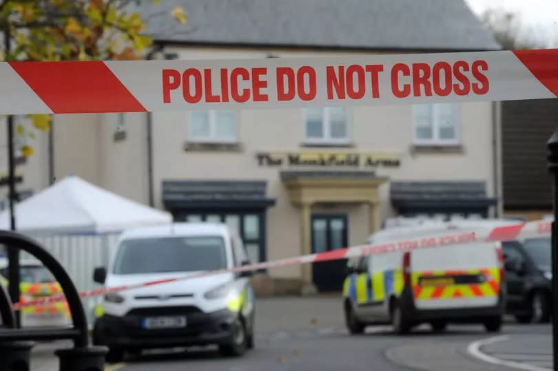 The scene outside The Monkfield Arms pub in Cambourne where a man was stabbed to death -Credit:Warren Gunn