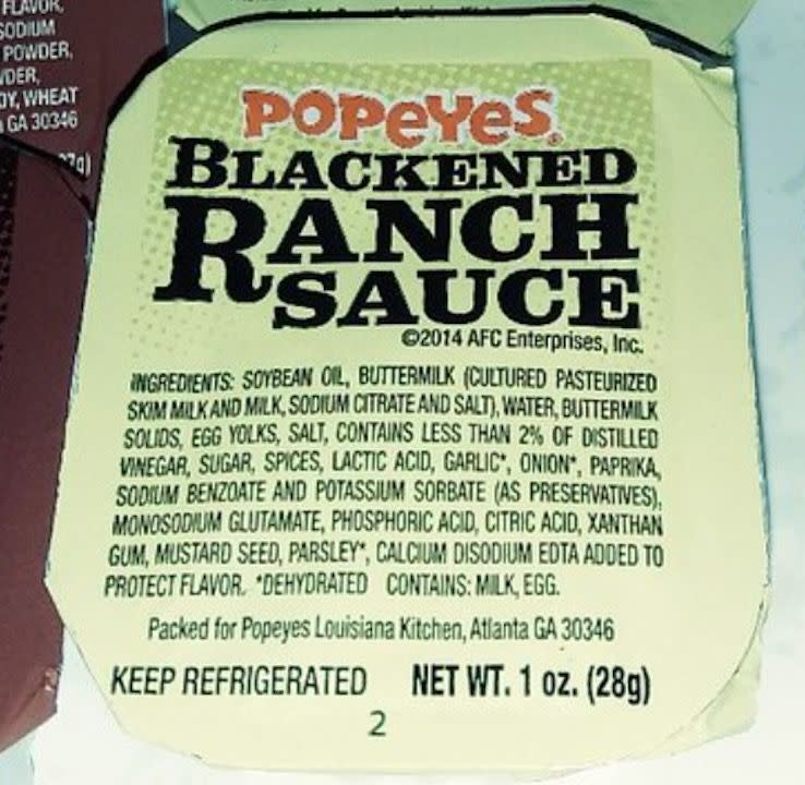 Popeyes Blackened Ranch sauce