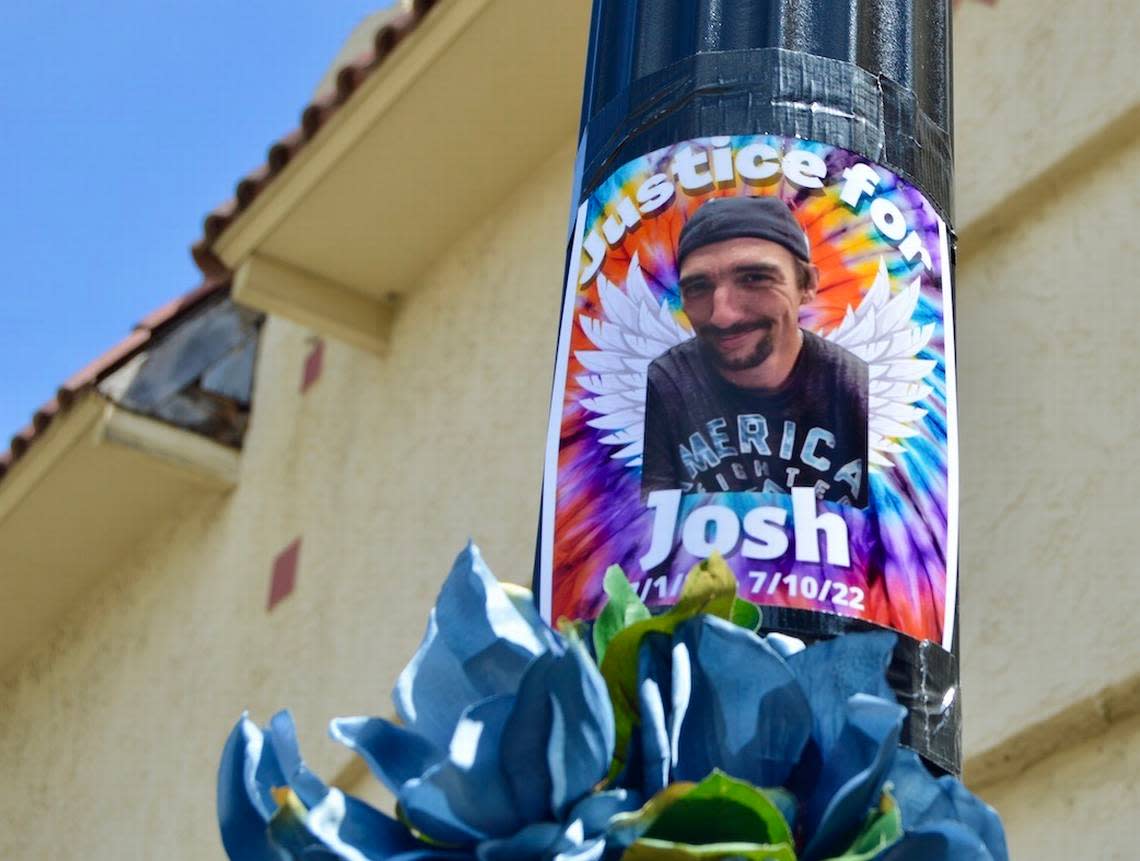 Roadside memorial for Josh Wilson by wife Staci