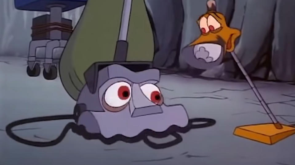 Kirby swallows his own cord in 'The Brave Little Toaster'. (Credit: ITC Entertainment)