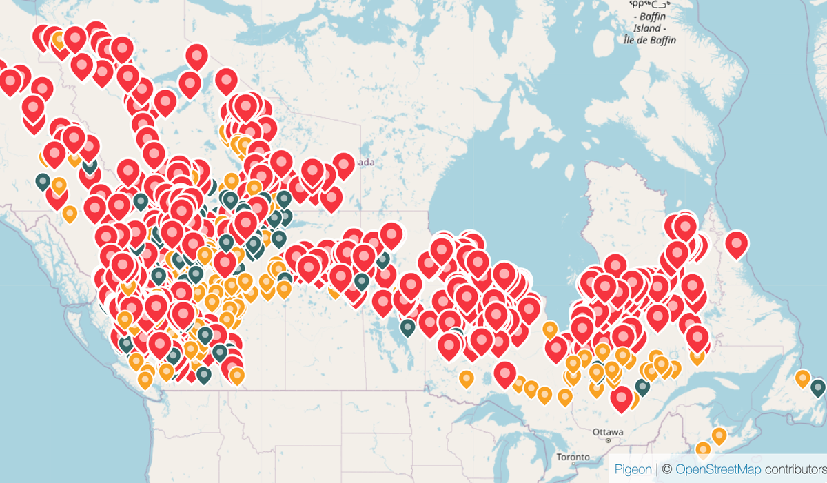 A map of the fires burning across Canada on 20th July (CIFFC)