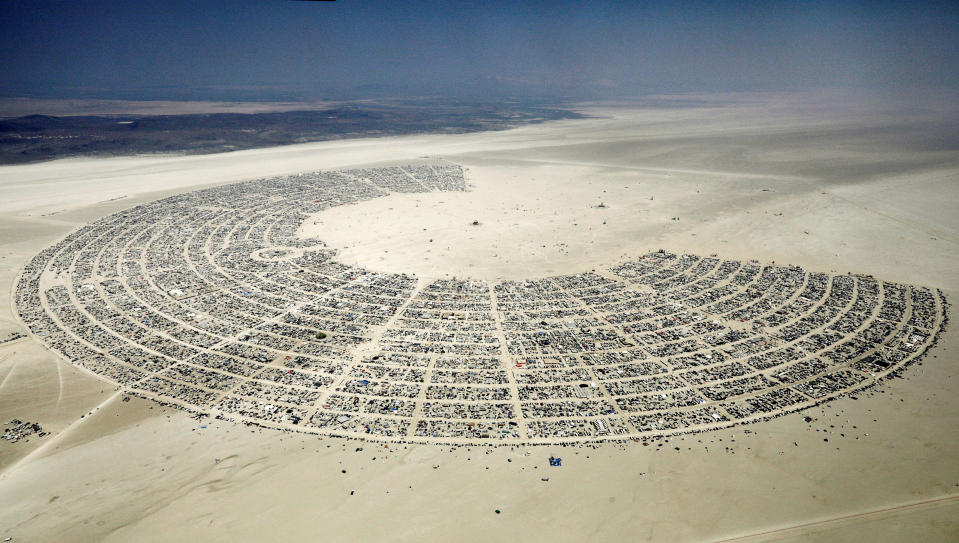 <p>Black Rock City, a gathering of approximately 70,000 people that is created annually for the Burning Man arts and music festival, is seen in the Black Rock Desert of Nevada, Sept.1, 2017. (Photo: Jim Bourg/Reuters) </p>