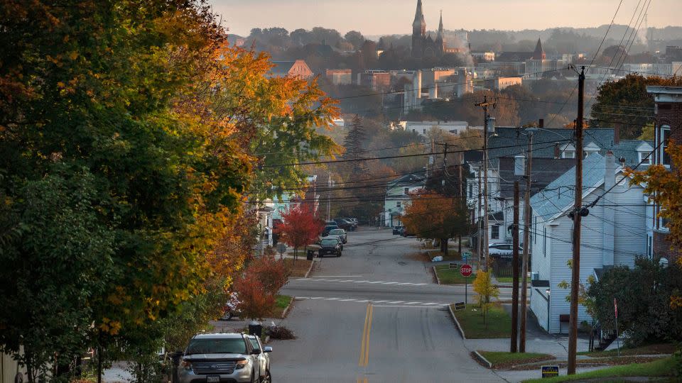 The streets were quiet in this view looking toward Lewiston, Maine, from the neighboring city of Auburn, as a lockdown remained in effect Friday hours before authorities said their manhunt had ended. - Robert F. Bukaty/AP