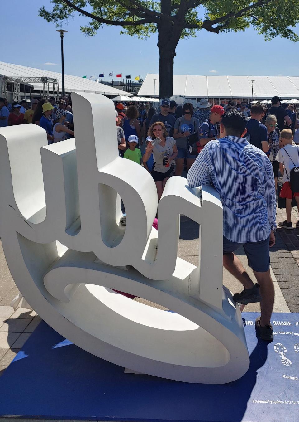 The "Indy" sign in the Speedway's infield fan zone is a popular location for a photo-op.