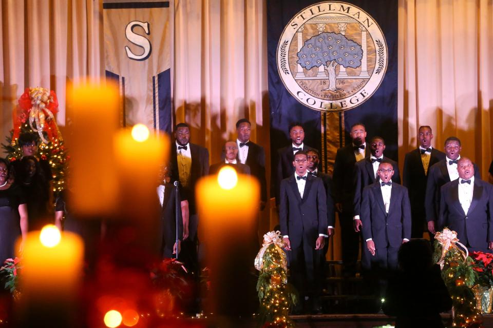 The Stillman College Concert Choir presented its annual Candlelight Christmas Concert in Birthright Alumni Hall under the direction of Jocqueline Richardson in this 2018 photo. This year's concert will be at 6 p.m. Sunday.  [Staff Photo/Gary Cosby Jr.]