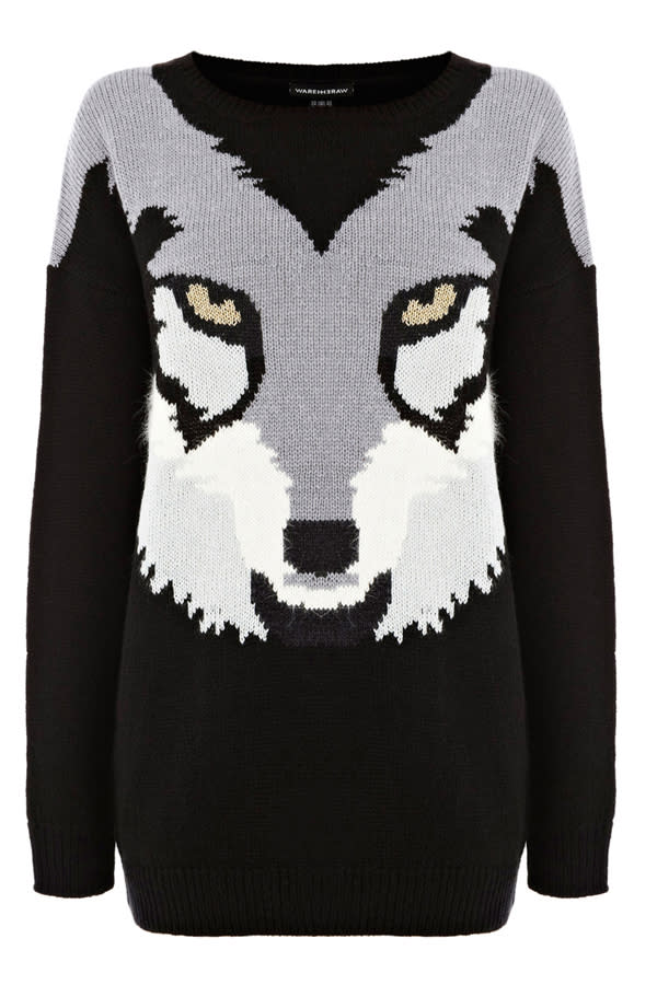 Snow style: Go for a funky animal print with Warehouse's fierce knit