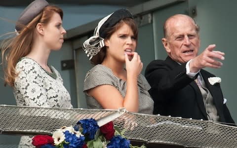 Princess Beatrice, Princess Eugenie and the Duke of Edinburgh - Credit: Steve Parsons /PA