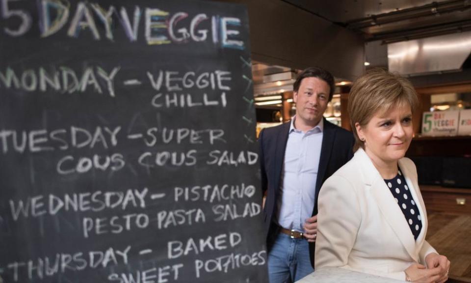 Jamie Oliver and Nicola Sturgeon