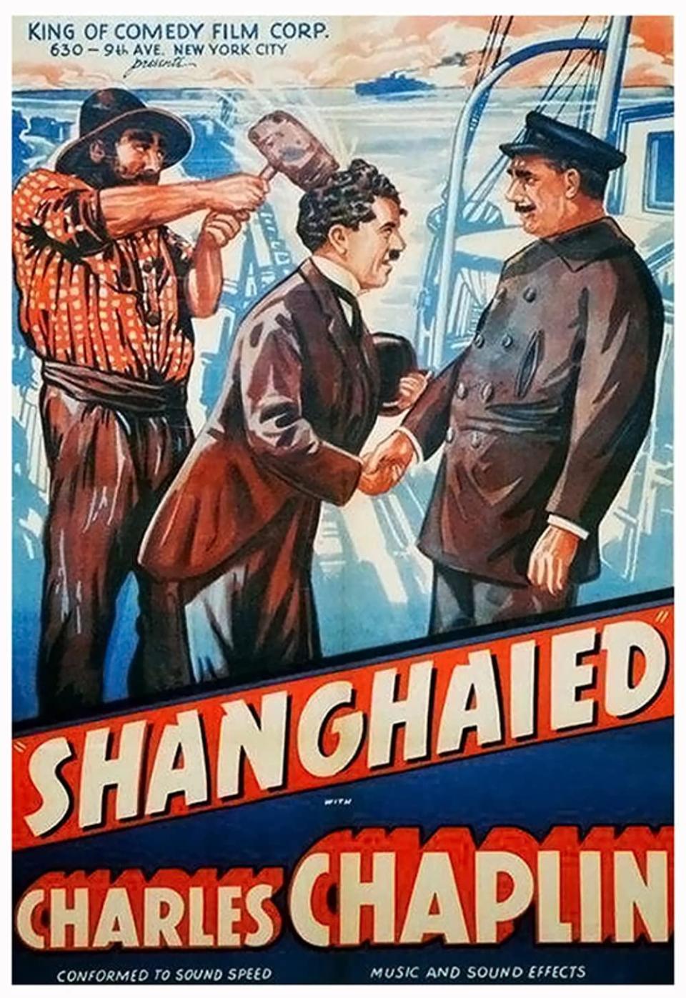 卓別林1915年的《拐騙》原文片名就是「SHANGHAIED」。（翻攝自IMDB）