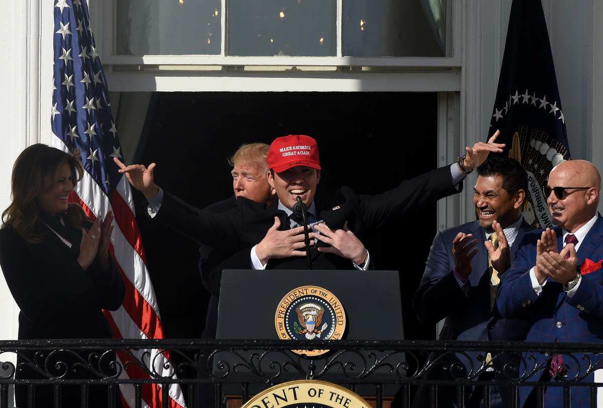 Of course the Washington Nationals' Kurt Suzuki has a MAGA hat