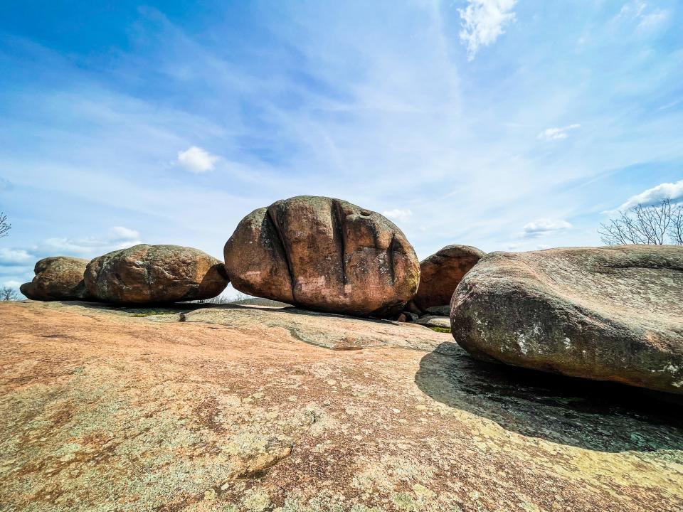 A somewhat bread-like looking boulder at Elephant Rocks State Park.