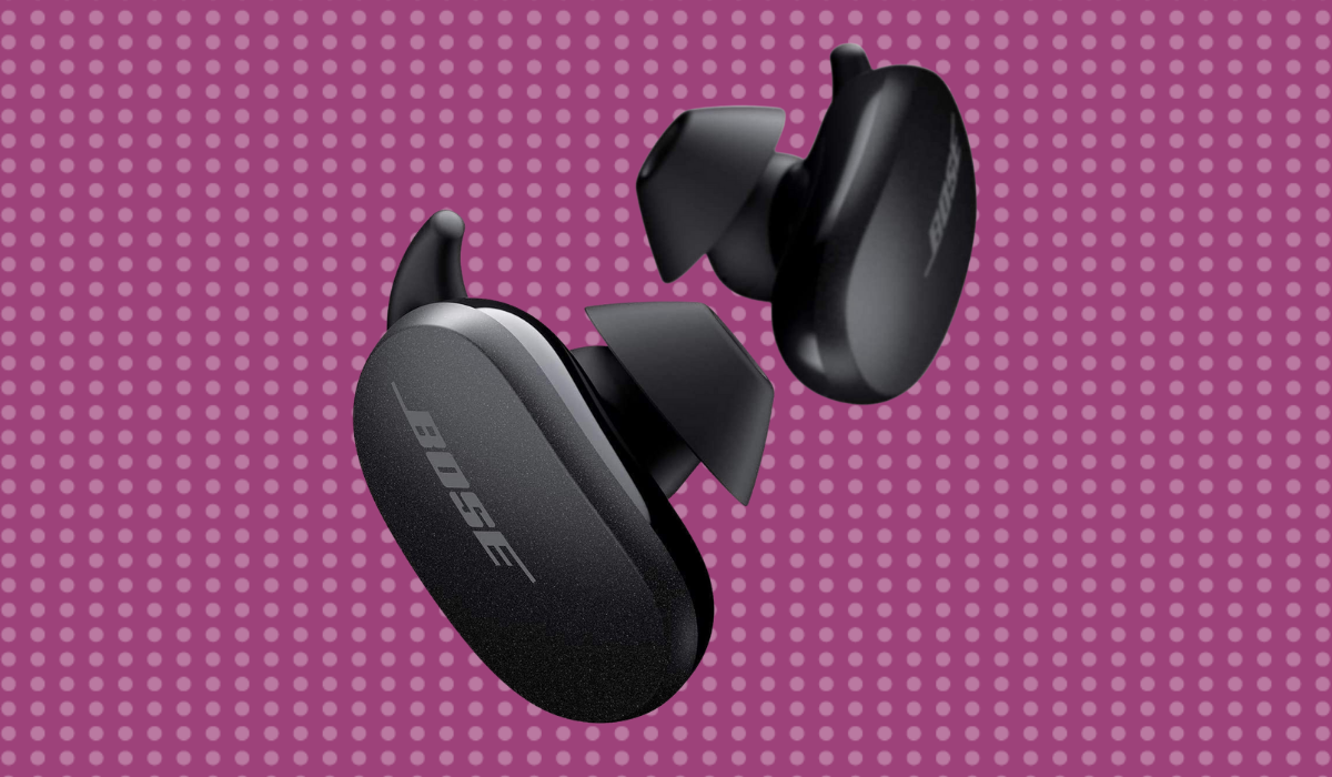 Black earbuds with Bose logo on each.