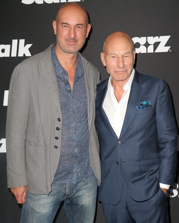 Daniel Stewart and Patrick Stewart attend the premiere of STARZ "Blunt Talk" at DGA Theater on Aug. 10, 2015, in Los Angeles.<p><a href="https://www.gettyimages.com/detail/483653194" rel="nofollow noopener" target="_blank" data-ylk="slk:Imeh Akpanudosen/Getty Images;elm:context_link;itc:0;sec:content-canvas" class="link ">Imeh Akpanudosen/Getty Images</a></p>